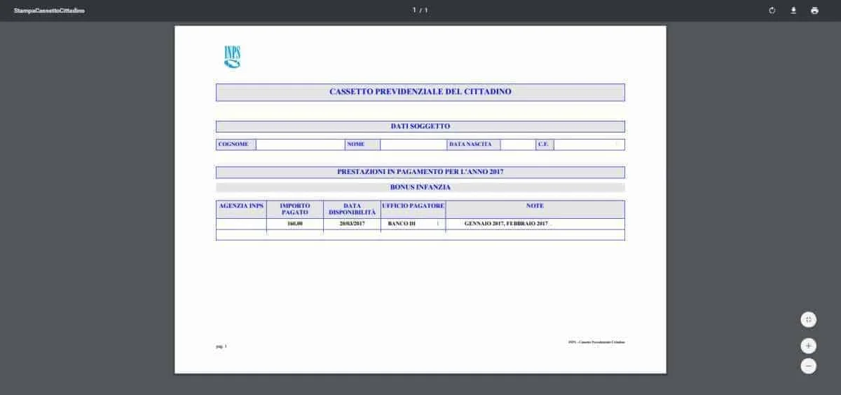 Stampa Bonus bebè Gennaio e febbraio 2017