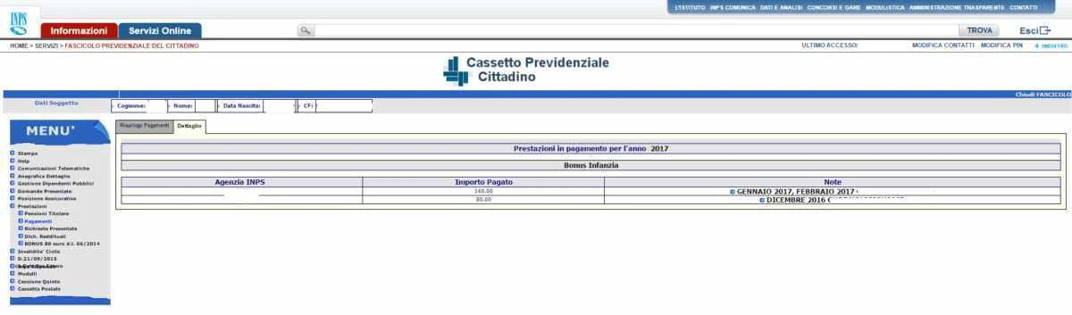 Pagamento Bonus bebè Gennaio e febbraio 2017