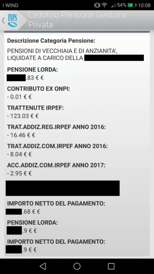 Consultazione del Cedolino pensione Inps ed ExInpdap da App mobile