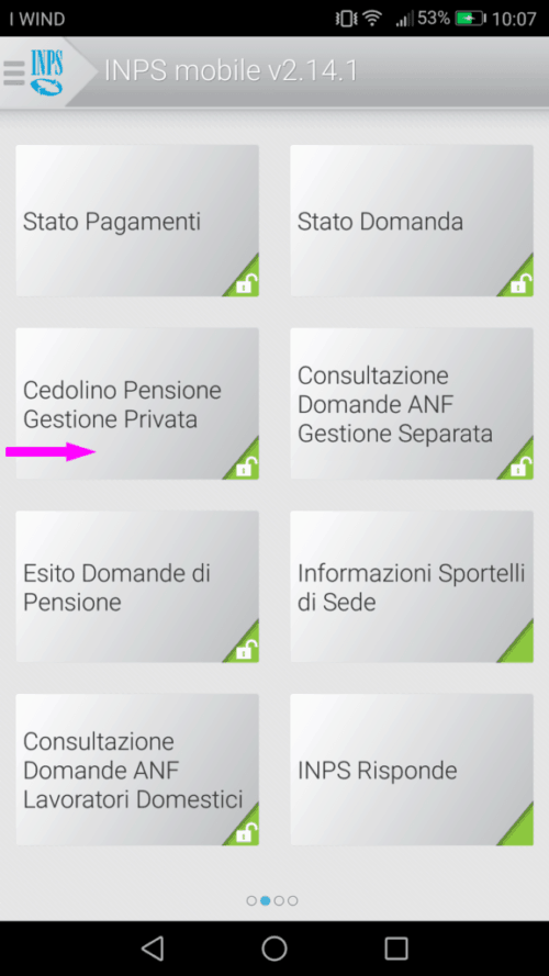 Consultazione del Cedolino pensione Inps ed ExInpdap da App mobile