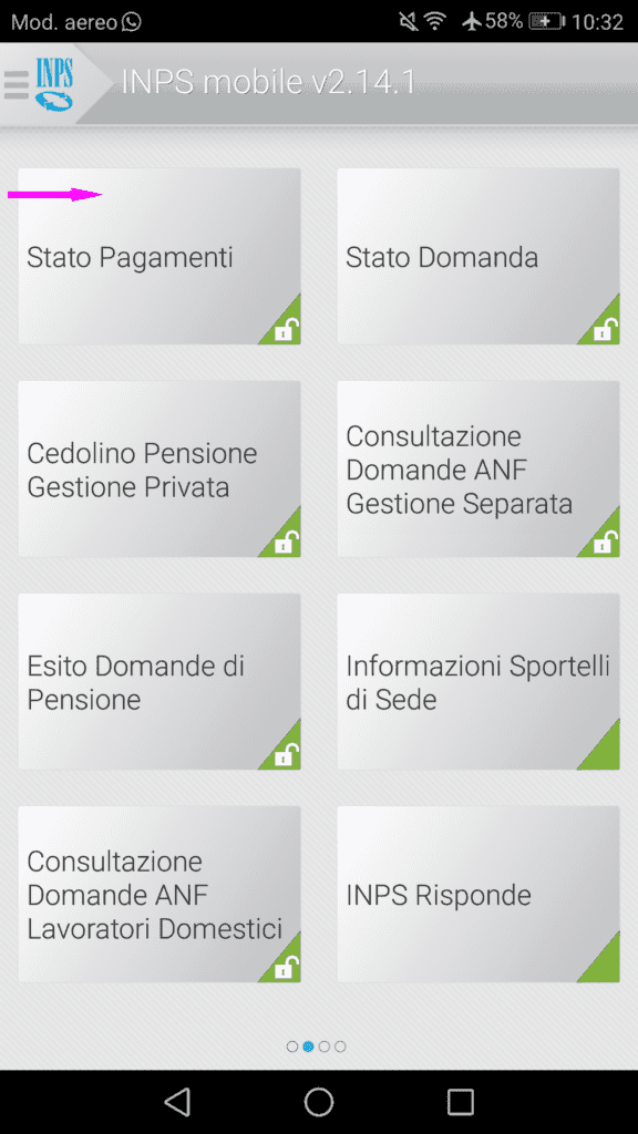 inps mobile app smartphone - lista servizi