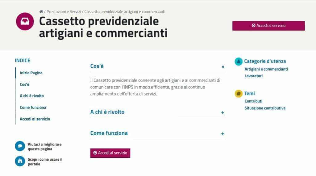 Cassetto previdenziale artigiani e commercianti Accedi al servizio