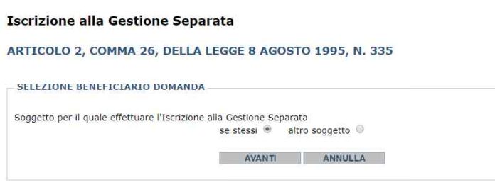 Inps Iscrizione Gestione Separata Senza Pin