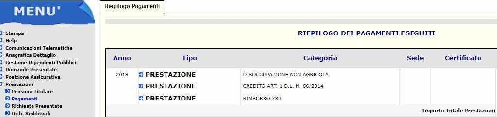 Prestazione pagamenti Naspi