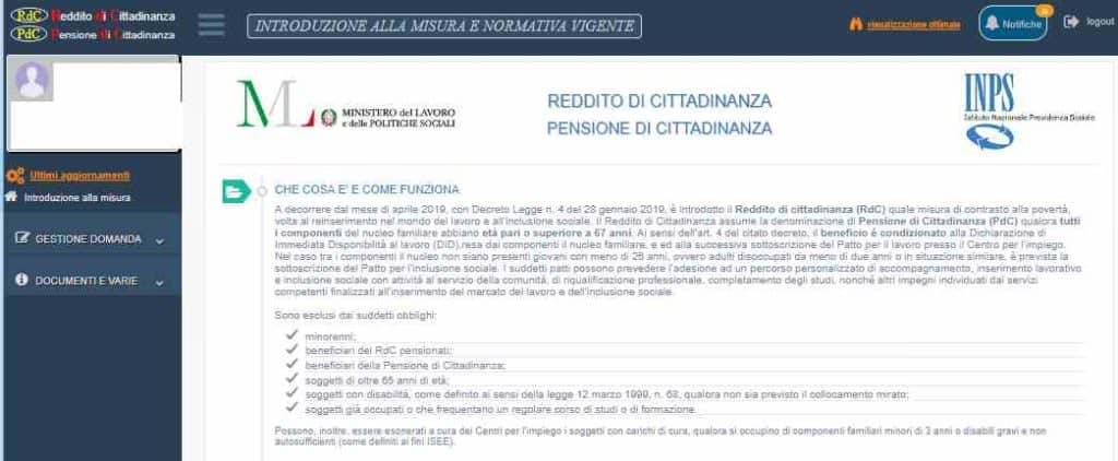 Servizio online Inps Reddito di cittadinanza e pensione di cittadinanza