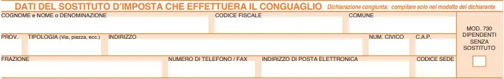 Dati del sostituto d'imposta 730 2019