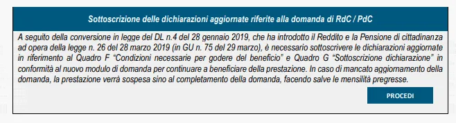 Integrazione domanda Reddito di cittadinanza