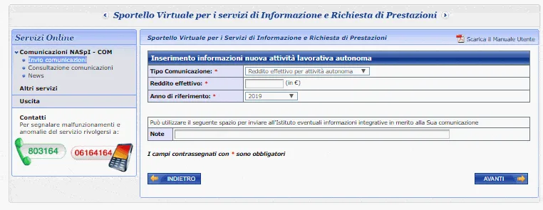 Reddito effettivo di lavoro autonomo Naspi com 2020