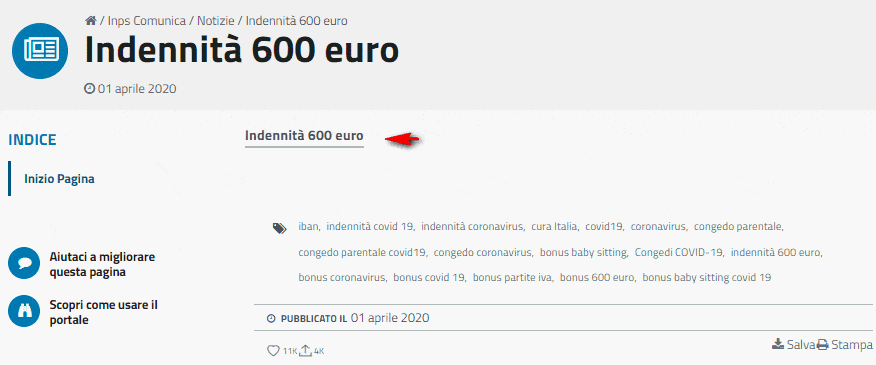 Bonus 600 euro link per entrare nella domanda