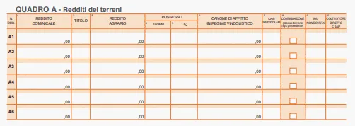 730 Reddito dei terreni
