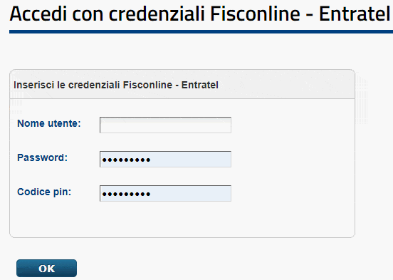 Accedi con le credenziali di Fisconline - Entratel