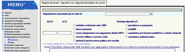 Segnalazione contributive - Gestione - gravidanza
