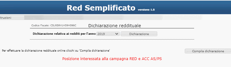 RED semplificato 2021 servizio Inps controllo