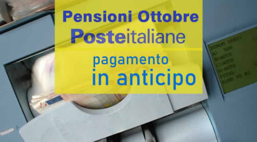 Anticipo pagamento Poste Italiane Ottobre 2020 pensioni inps