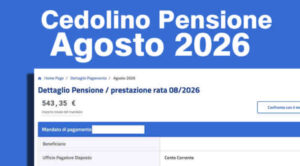 Cedolino Pensione Agosto 2026 con Rimborso 730